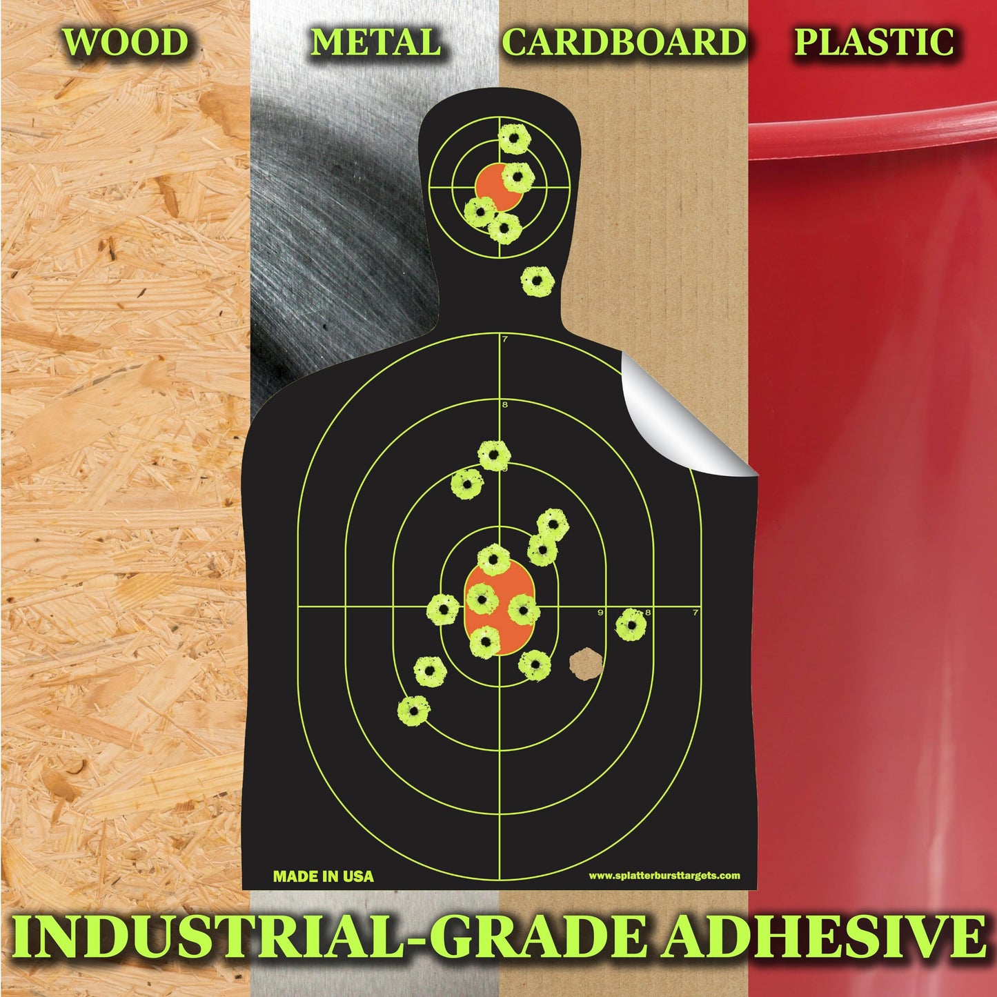 Splatterburst Targets - 8 x 12 inch Adhesive Mini Silhouette - Stick & Splatter Shooting Targets - Gun - Rifle - Pistol - Airsoft - BB Gun - Pellet Gun - Air Rifle (25 Pack)