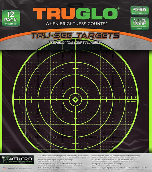 TRUGLO 12X12 Tru-See 100 Yard Bright Fluorescent Self-Adhesive High-Visible Reactive Splatter Targets, Available in 6, 12, 25 or 50-Pack Options