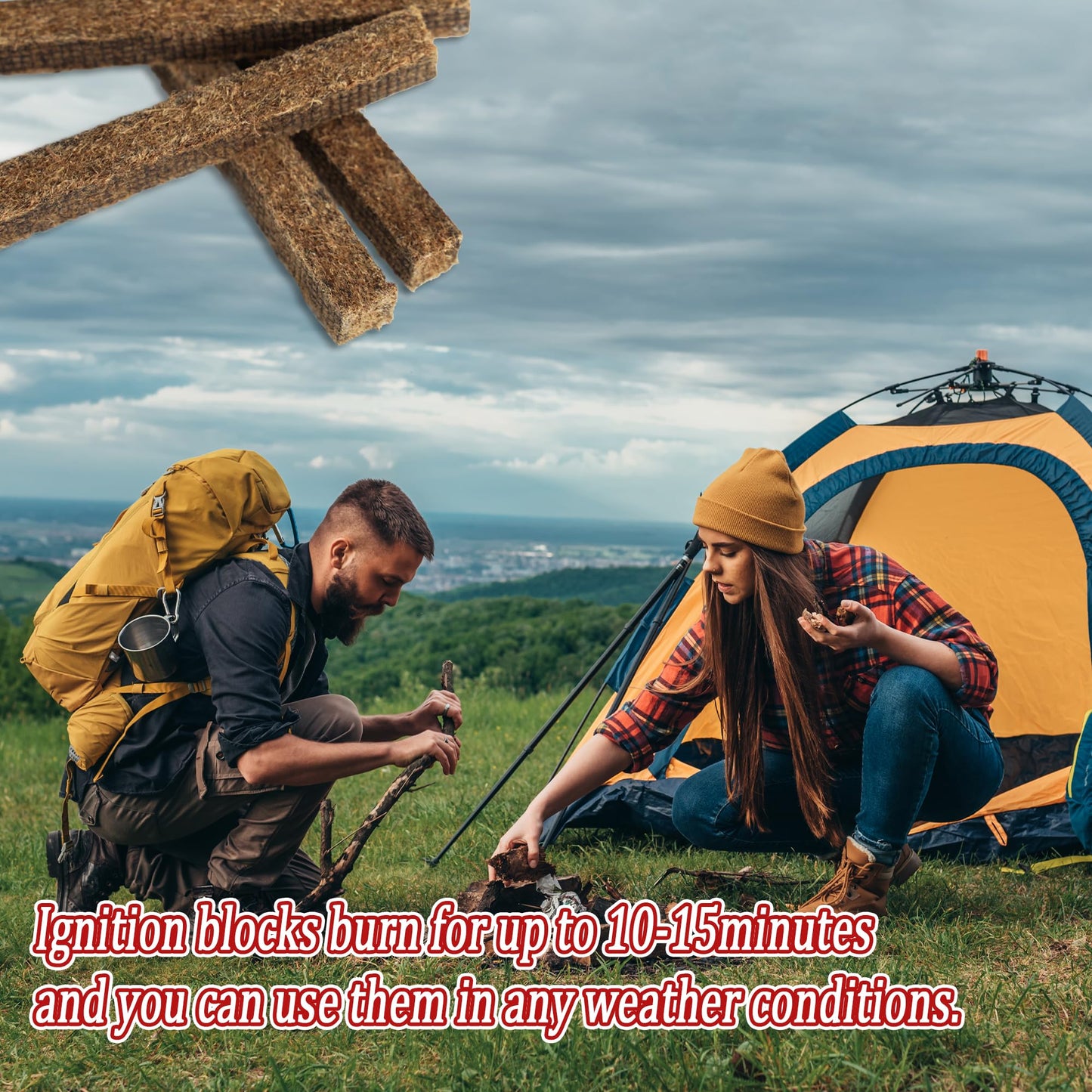 HZCGJMY 60Pcs Fire Starters Sticks Waterproof Firestarters for Outdoor Fire Pit Camping Fire Starter Charcoal Starters for Wood Stove, BBQ Grills, Bonfires, Easy to Light