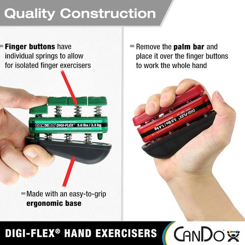 CanDo Digi-Flex Hand and Finger Exerciser Gold XXX-Heavy Resistance - For Dexterity, Strength, and Flexibility for Fingers, Hands, and Forearms.