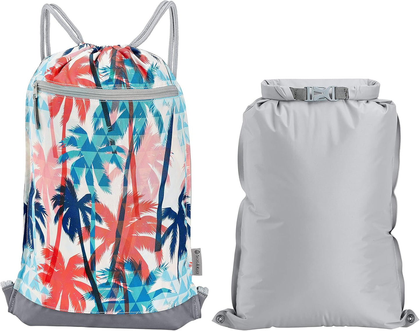 Skog Å Kust GymSak | Patented 2-in-1 Drawstring Cinch Bag with Removable Waterproof Dry Bag | Red