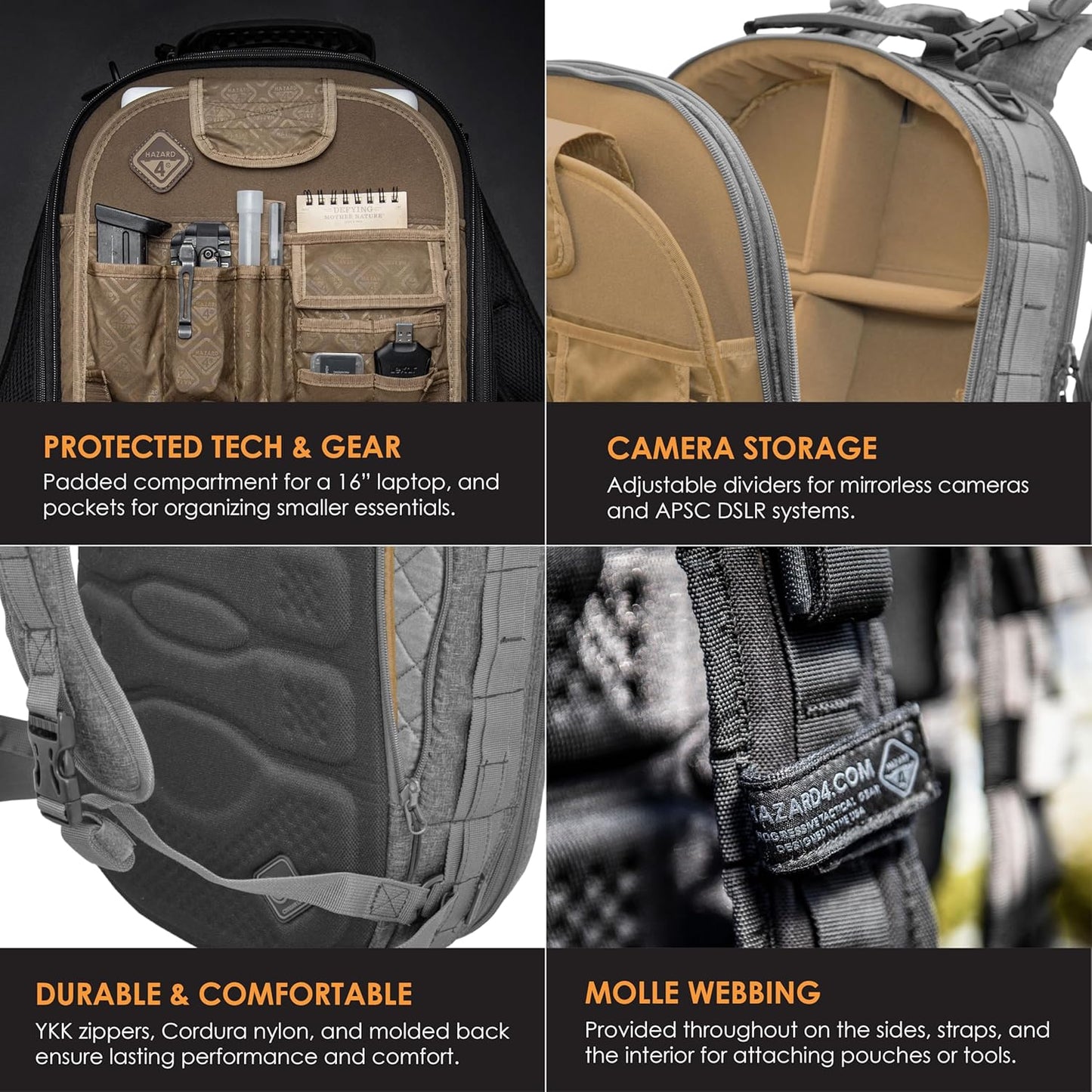 HAZARD 4 Pillbox™ Tactical Backpack – Heavy Duty Military Survival Pack for Men and Women – EDC Rucksack for Laptop, Motorcycle, Outdoor, Bug Out, Gym, Range, Travel, and Camping – 29.5 Liter, Black