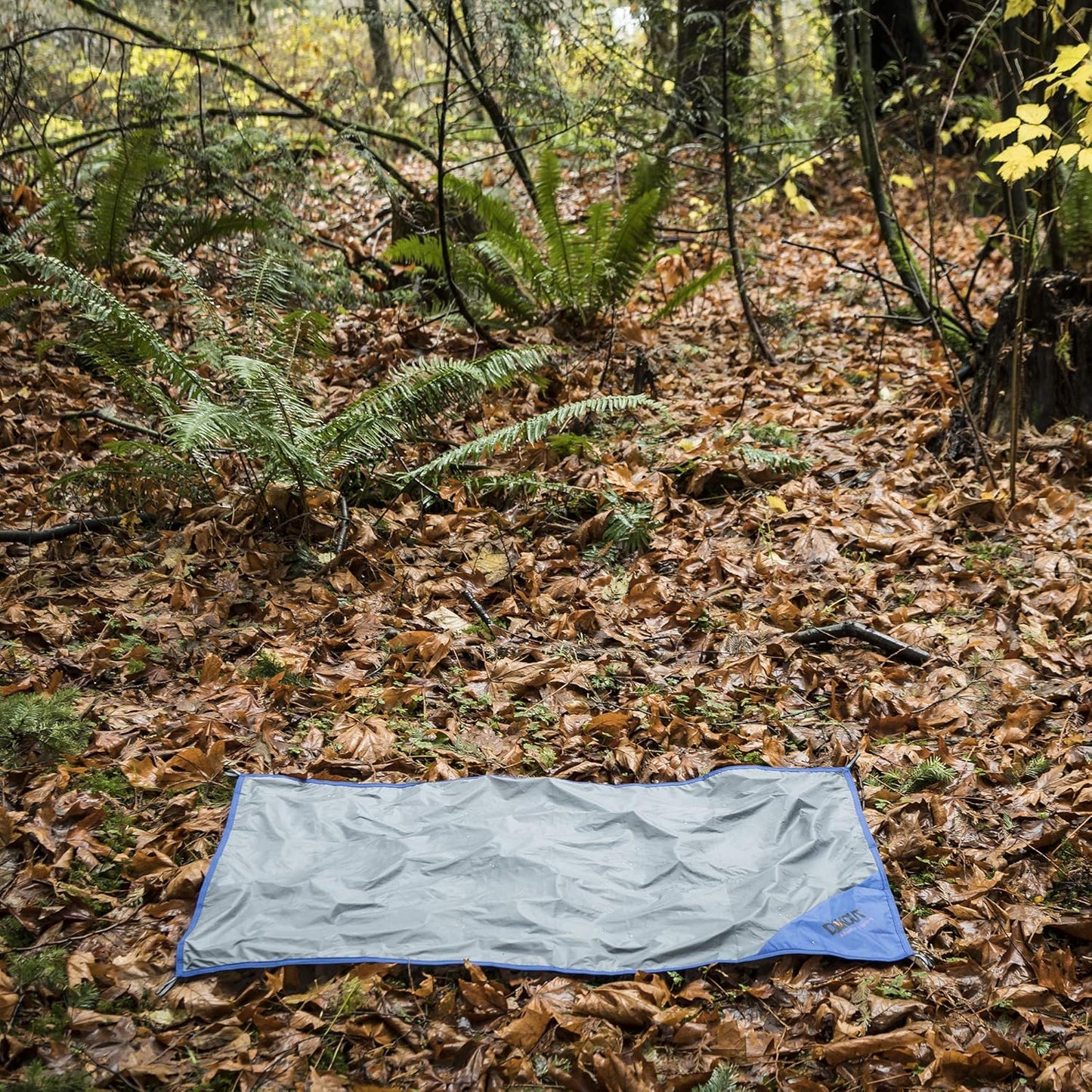 Ultralight Backpacking Tarp Ground Cloth 2.7 oz Waterproof Mini Pocket Blanket 27.5 x 48 Inches Compact Packable Groundsheet Hiking Gear for Two Pouch and Carabiner by DAKOUT Gear