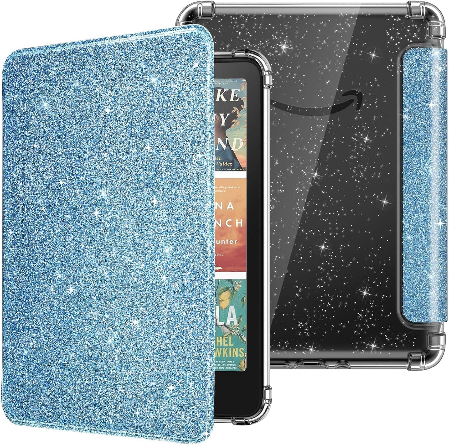 MoKo Case for All-New 7" Kindle Paperwhite 2024 12th Gen&Kindle Colorsoft Signature Edition 2024,Ultra Clear Soft Flexible Glitter TPU Back Cover Light Shell with Auto Wake/Sleep, Glitter Purple