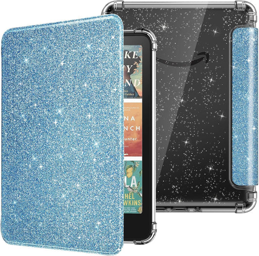 MoKo Case for All-New 7" Kindle Paperwhite 2024 12th Gen&Kindle Colorsoft Signature Edition 2024,Ultra Clear Soft Flexible Glitter TPU Back Cover Light Shell with Auto Wake/Sleep, Glitter Purple