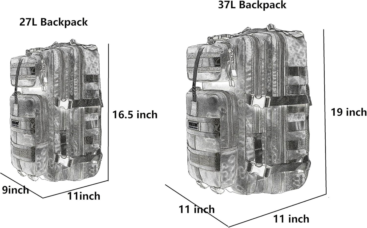 Seibertron Falcon Water Repellent Hiking Camping Backpack Compact Pack Summit Bag (Black 27L)