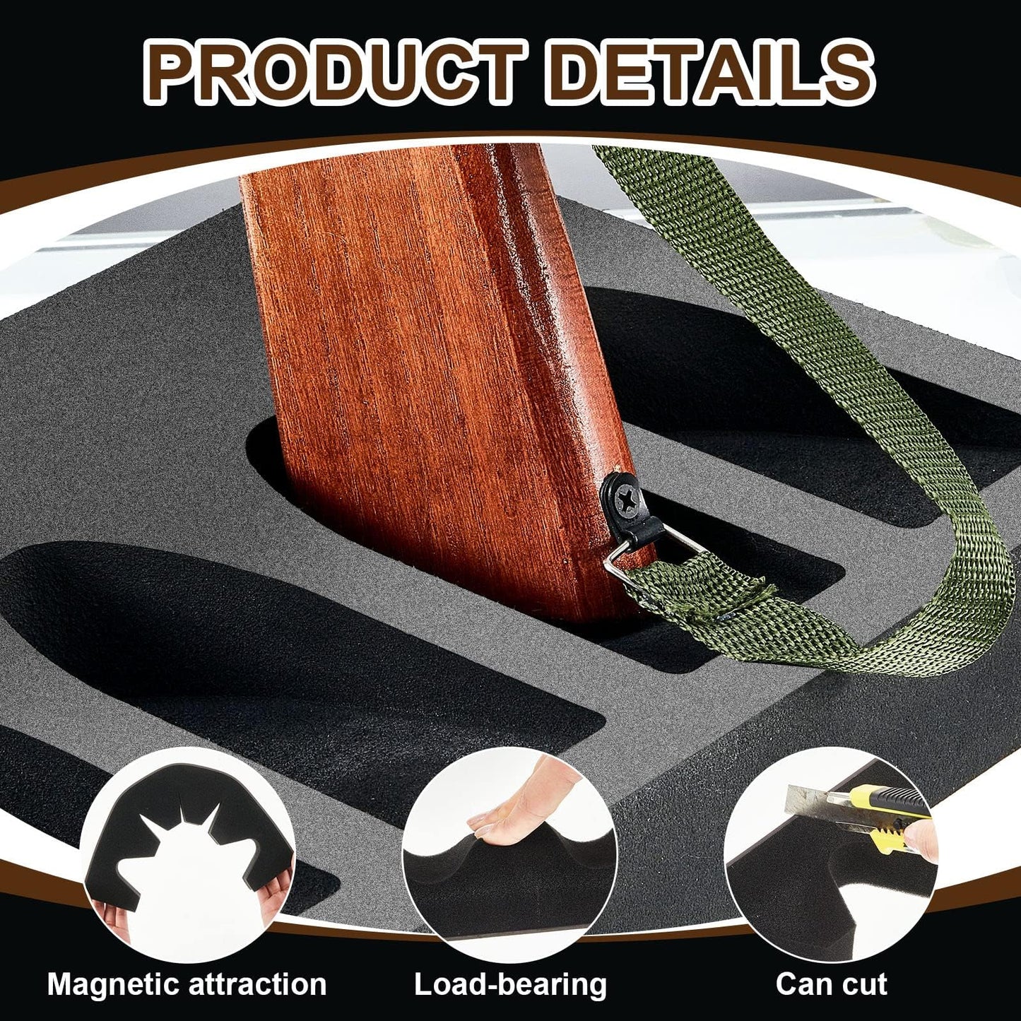 Geelin 2 Set Foam Gun Rack Gun Safe Accessory Universal Gun Safe Organizer with Magnetic Strip and Holder for Butt Stocks Shotgun Rifle Rack Rifle Rest Holder for Metal Gun Storage Gun Cabinet Gifts