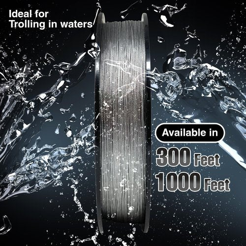 Reaction Tackle Stainless Steel Trolling Line 30LB - Premium Fishing Wire with 40LB+ Breaking Strength 30LB / 1000 Foot