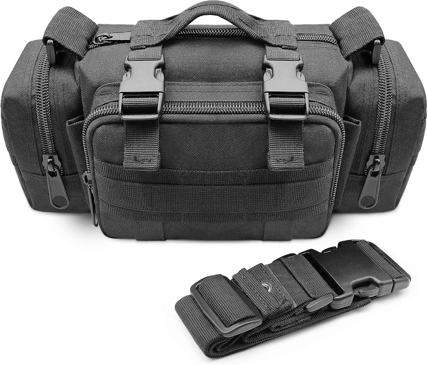 3P Military Duffel Waist Bag, Molle Bicycle/Motorcycle Waterproof Fanny Packs Camera Bag Camo EDC Utility Pouch Crossbody with Shoulder Strap Hand Carry