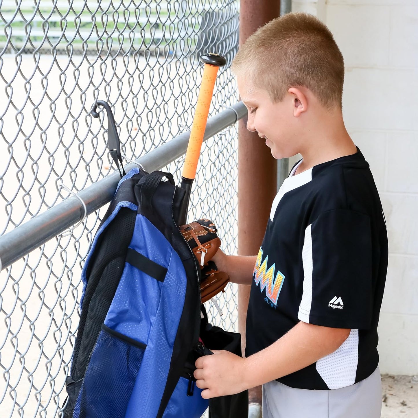 Athletico Youth Baseball Bag - Bat Backpack for Baseball, T-Ball & Softball Equipment & Gear | Holds Bat, Helmet, Glove | Fence Hook (Blue)