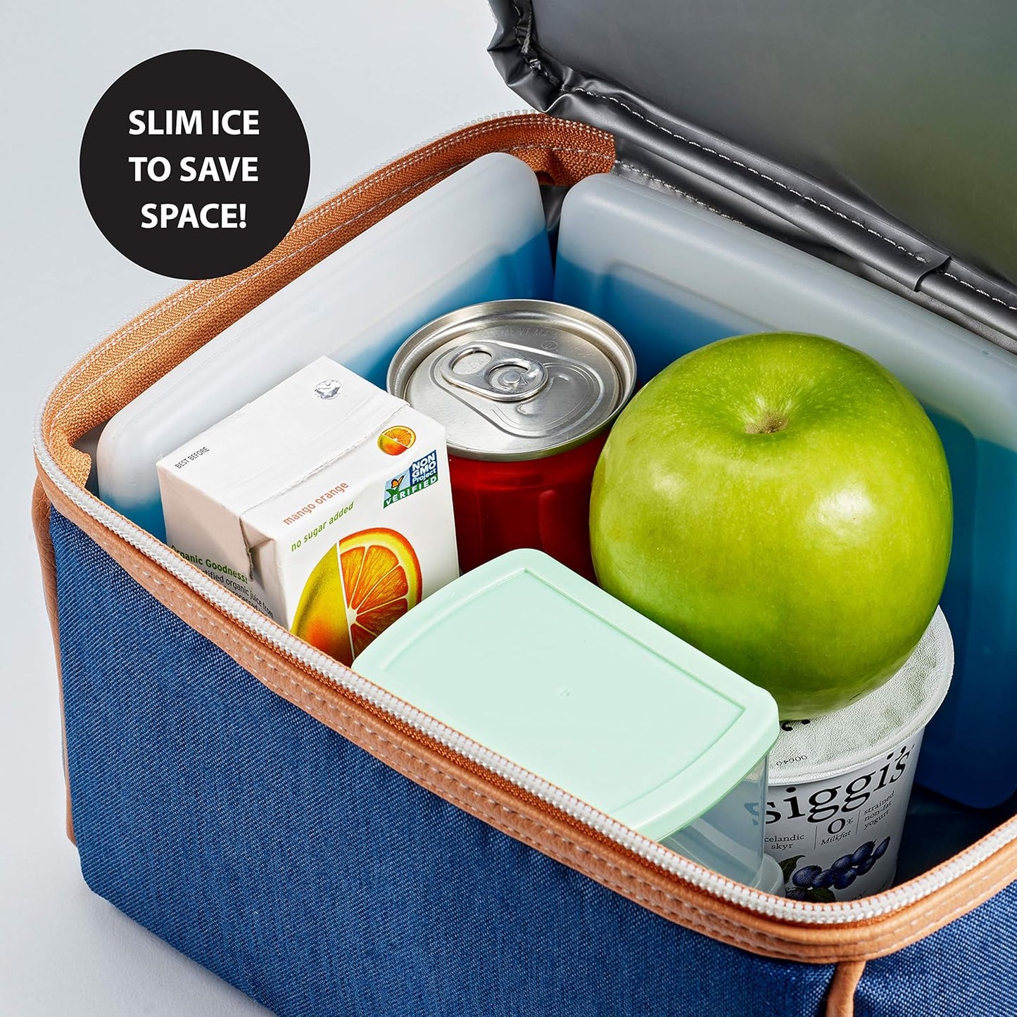Cool Coolers By Fit & Fresh 4 Pack Slim Ice Packs, Quick Freeze Space Saving Reusable Ice Packs for Lunch Boxes or Coolers, Multi Colored, Single Pack