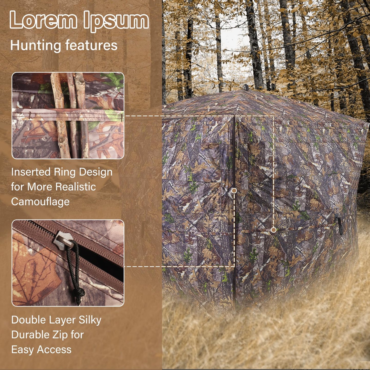 ANWEOR 360 Degree See Through Hunting Blind 3-4 Person Easy Pop Up Ground Blinds with Carrying Bag Portable Resilient Hunting Blind for Deer Hunting Turkey Hunting