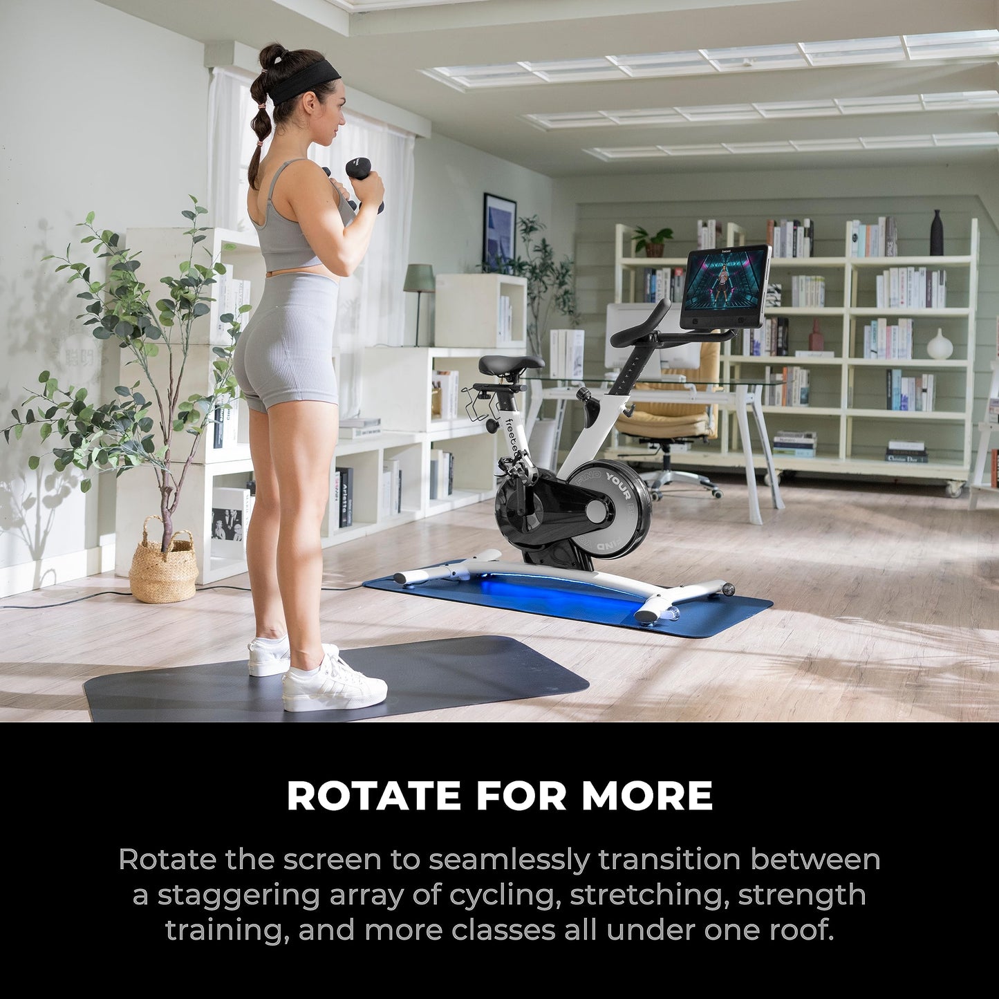Freebeat Boom Exercise Bike, Smart Spin Bike for Home, 15.6'' HD Touchscreen, Auto Resistance, Compact Stationary Bike with Screen, Bluetooth, Scenic Rides, Training Algorithm, Gamified Classes with Expert Instructors