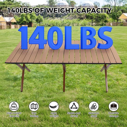 ZEMBSOYA Camping Table High Load Bearing Metal Folding Portable Picnic Table for Outdoor BBQ Beach