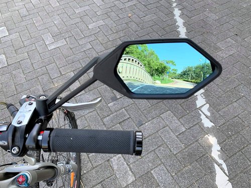 MEACHOW New Scratch Resistant Glass Lens,Handlebar Bike Mirror, Adjustable Safe Rearview Mirror, Bicycle Mirror (Blue Left Side) ME-005LB