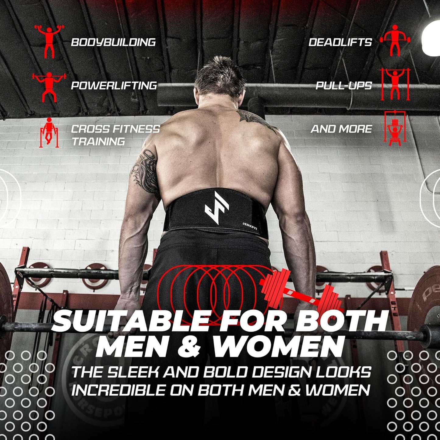 Jerkfit RTB Weight Lifting Belt - Neoprene Weight Belt for Men and Women - Heavy Duty Gym Belt - Deadlift Belt for Powerlifting, Squats, Strength Training, Bodybuilding