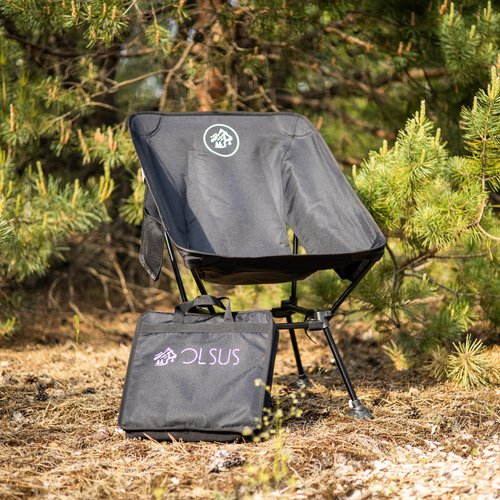 OLSUS Portable Camping Chair, Compact Folding Beach Chair, Lightweight Camping Chair, Portable Folding Chair, Travel Chair, Park Chair, Festival Chair, Field Chair, Ultralight Chairs for Adults, Black