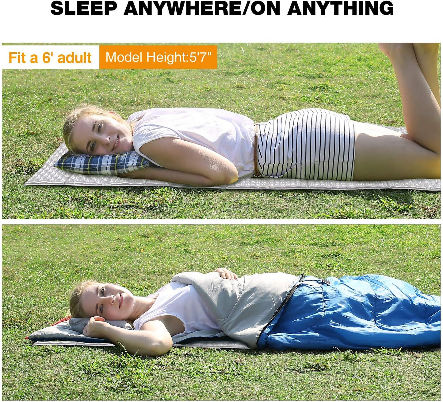 REDCAMP Foldable Foam Camping Pads for Sleeping, Waterproof Closed Cell Foam Camping Sleeping Pad - Ultra-Lightweight for Hiking & Backpacking, R-2.1 Insulated, Royal Blue/Grey/Green/Brown/Khaki
