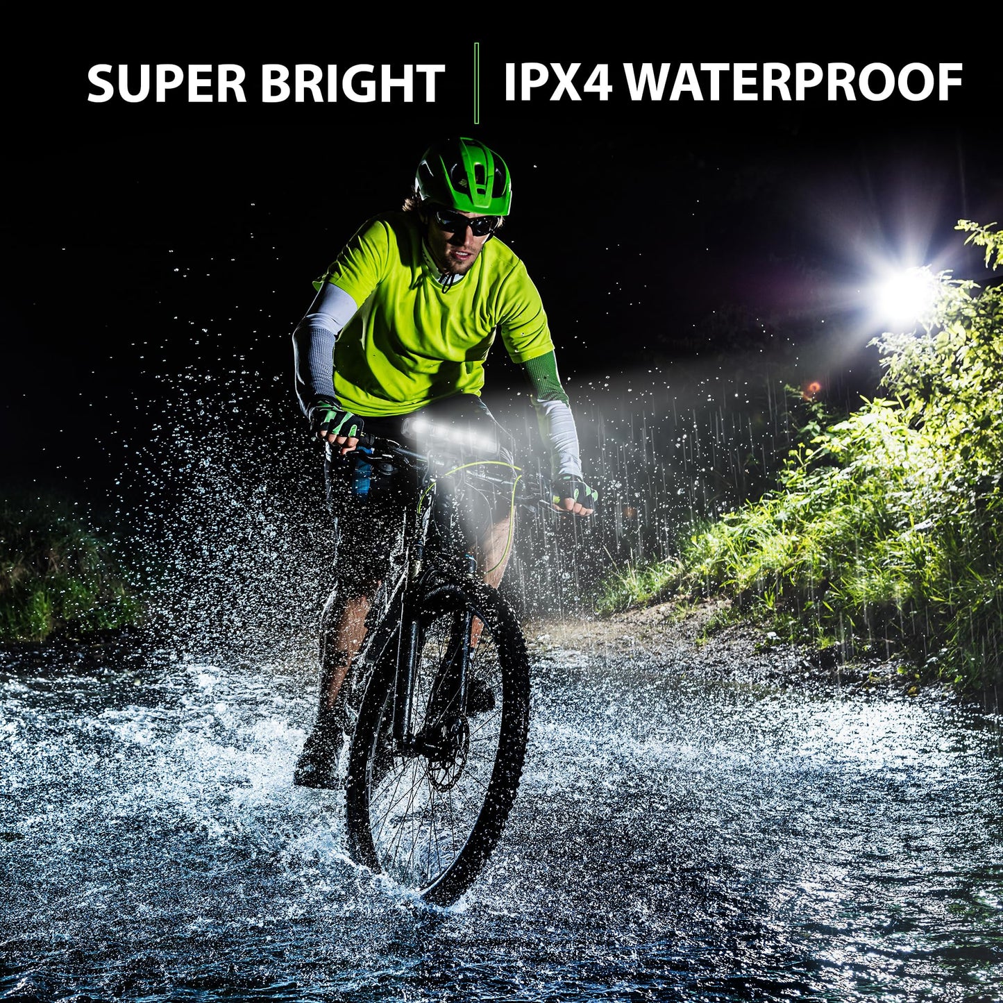 UPPEL Bicycle Lights,Bicycle Lights,Super Bright 5 LED Bike Front Light for Night Riding Rechargeable,Waterproof Bike Headlight Set with Power Bank at 8000mAh Capacity,4 Light Modes-2600Lumens
