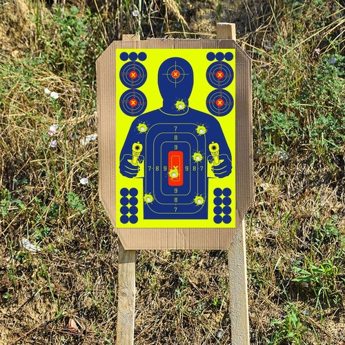 Ultimate Pistol Target - 12x18 Inches Pack of 25 | Indoor/Outdoor | Self-Adhesive Firearms & Calibers Targets for Shooting Range