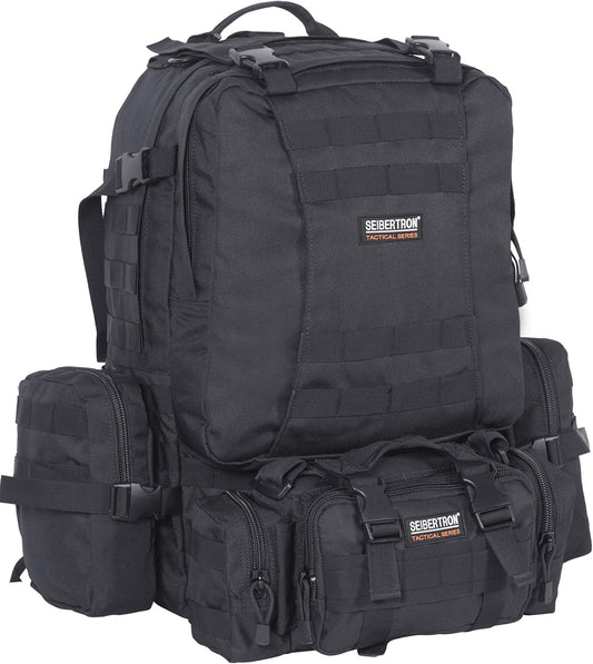 Waterproof Seibertron Tactical Backpack - 3-Day Molle Rucksack in Black