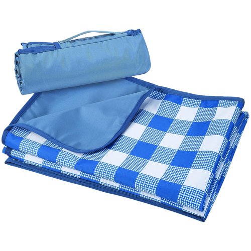 Tirrinia 60"x 80" Picnic Waterproof Outdoor Blanket, Blue Plaid Table Cloth Covers for Dining, Camping, Outdoor, Foldable Camping Blanket for Travel Family Concerts