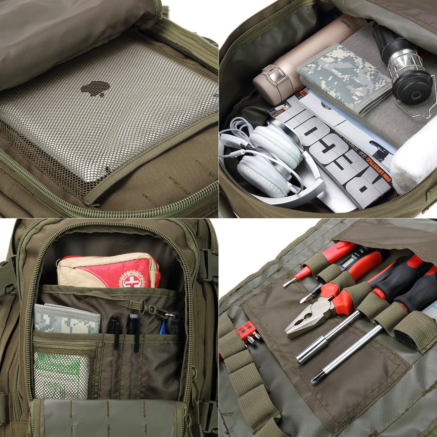 Greencity 3 Day Tactical Backpack Large Capacity Army Molle Bag Expandable Hiking Camping Hunting