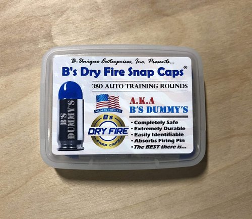 B's Dry Fire Snap Caps - A.K.A. B's Dummy's - Dummy 380 Auto Training Caps (7 Pack) (Blue Nickel)