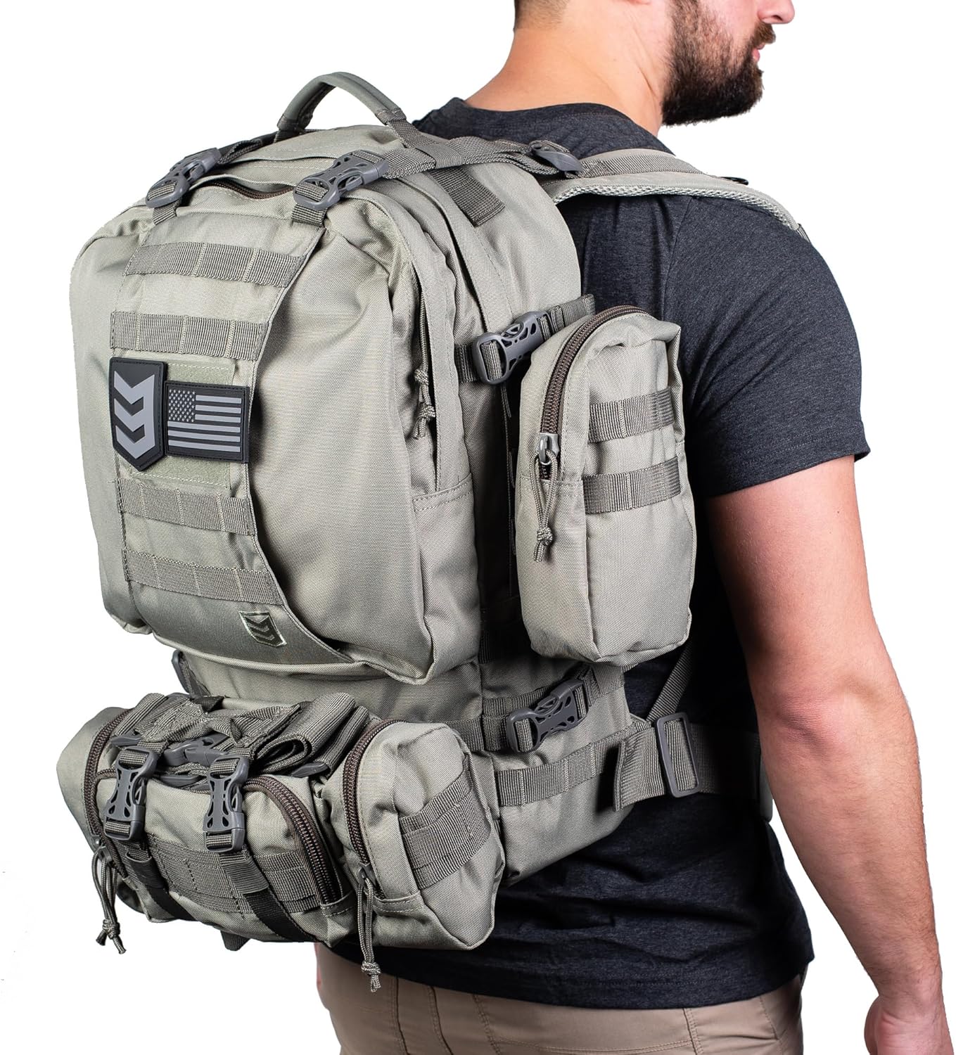 3VGEAR Paratus 3-Day Tactical Backpack, 40L - MOLLE Military Backpack with Rapid Deployment Pack, Pouches, Laptop Sleeve