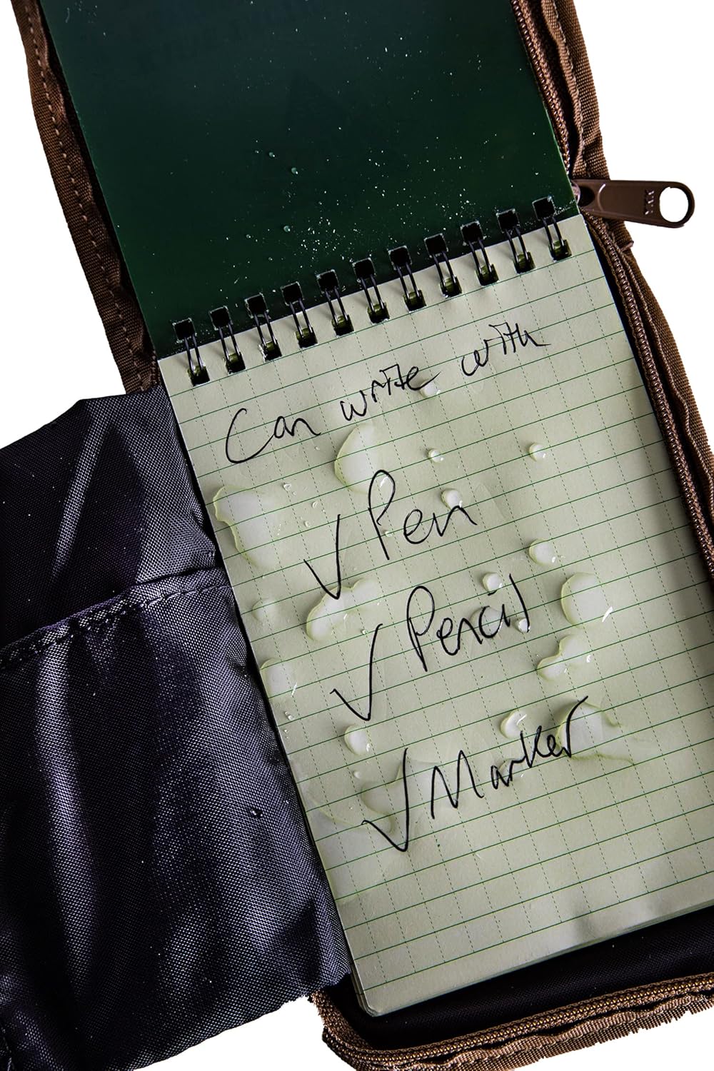 Raine Tactical Gear | Waterproof 4"X6" Notebook & Cover with Inner Organizing Pouch, safe for water exposure and usable while wet