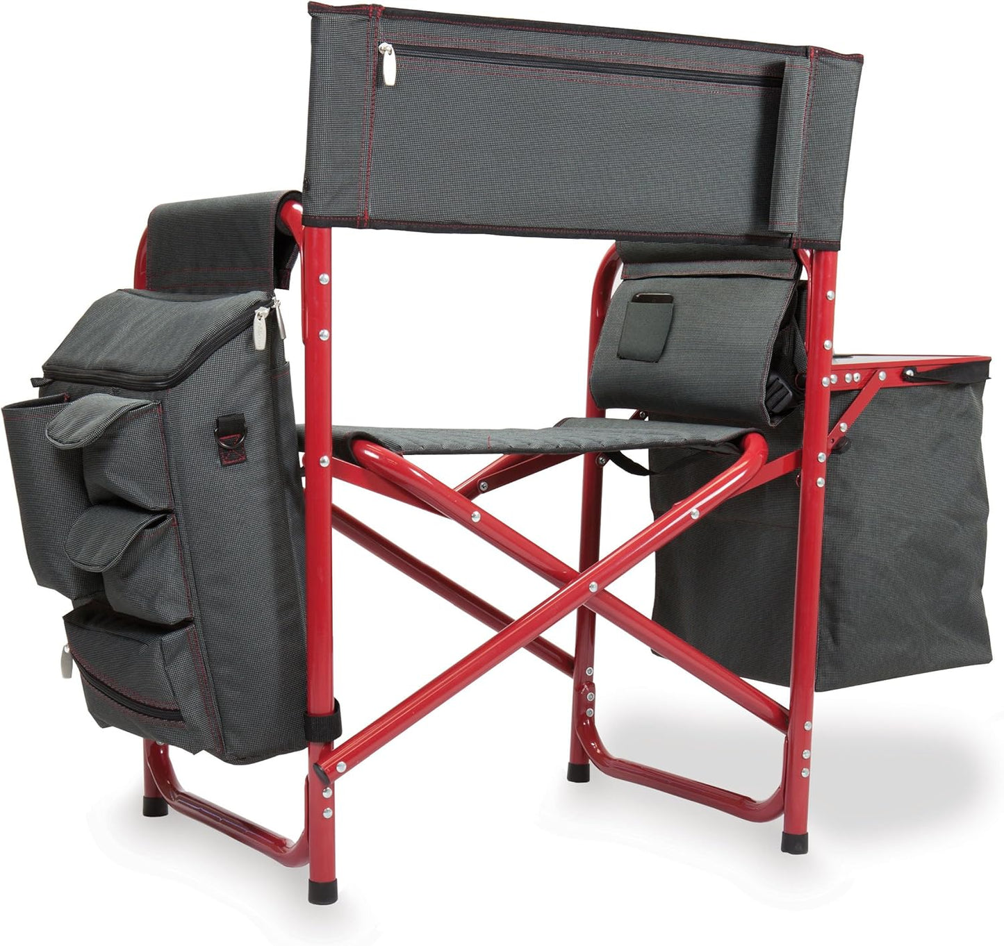 ONIVA - a Picnic Time Brand Fusion Original Design Outdoor Folding Chair, Gray with Red Frame , 33 x 7 x 21