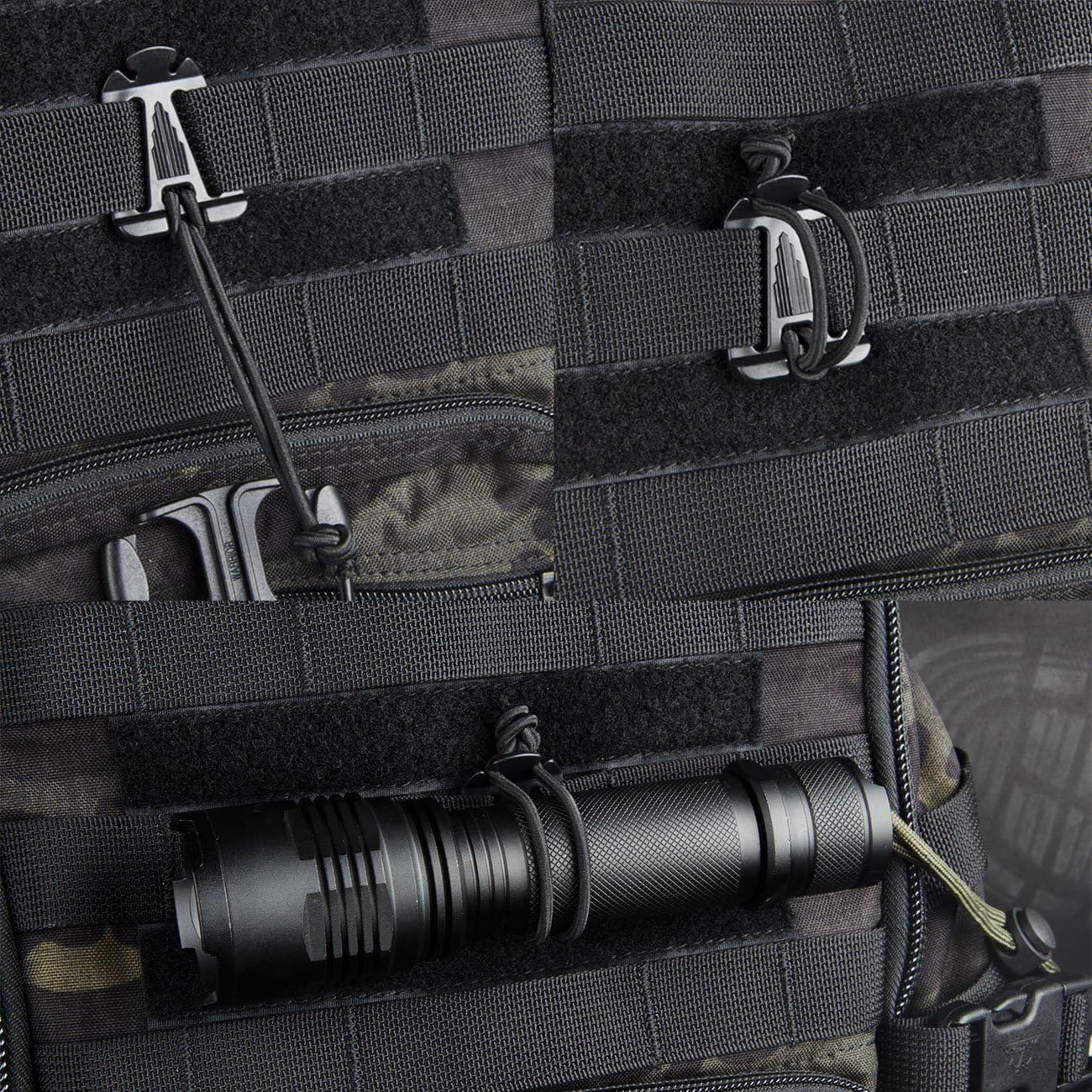 DYZD Molle Web Dominators with Elastic String, Durable Tactical Strap Management Tool, Backpack Accessories, Tactical Gear Clip, Multipurpose Fastener