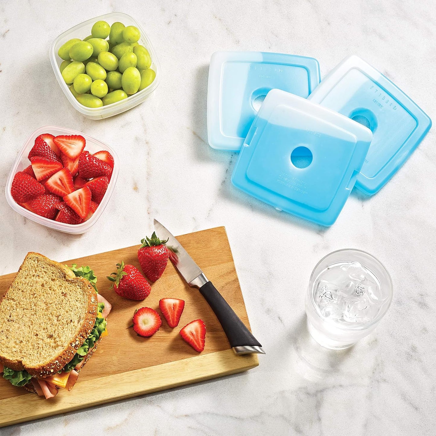 Cool Coolers By Fit & Fresh 4 Pack Slim Ice Packs, Quick Freeze Space Saving Reusable Ice Packs for Lunch Boxes or Coolers, Multi Colored, Single Pack