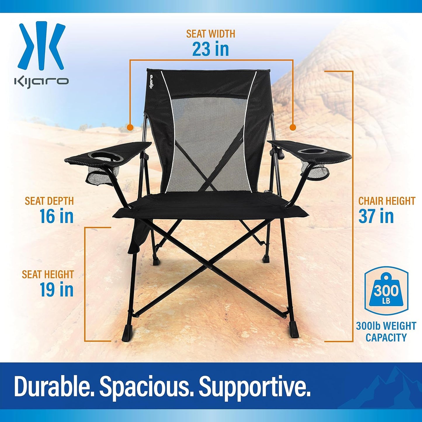 Kijaro Enjoy Versatile Folding Sports, Outdoor Chair & Lawn Chair, Dual Lock Feature, Maldives Blue (Hard Arm)