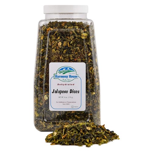 Harmony House Dried Jalapeno Peppers – Dehydrated Peppers For Cooking, Camping, Emergency Supply and More, 6 oz, Quart Jar
