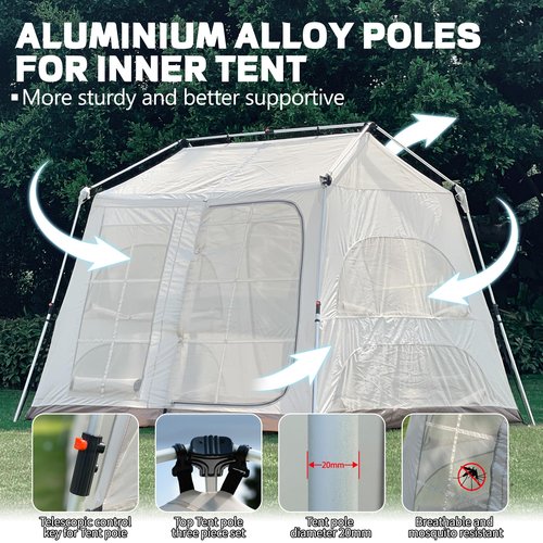 ONTYZZ 3-5 Person Waterproof Camping Tent Large Cabin Tent Big Family Tent with Projector Black Oxford for Hiking Traveling Camping