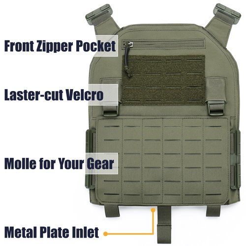 DEYACE Tactical Quick Release Vest for Men, Fully Adjustable Plate Carriers Vest with Breathable 3D Mesh Liner
