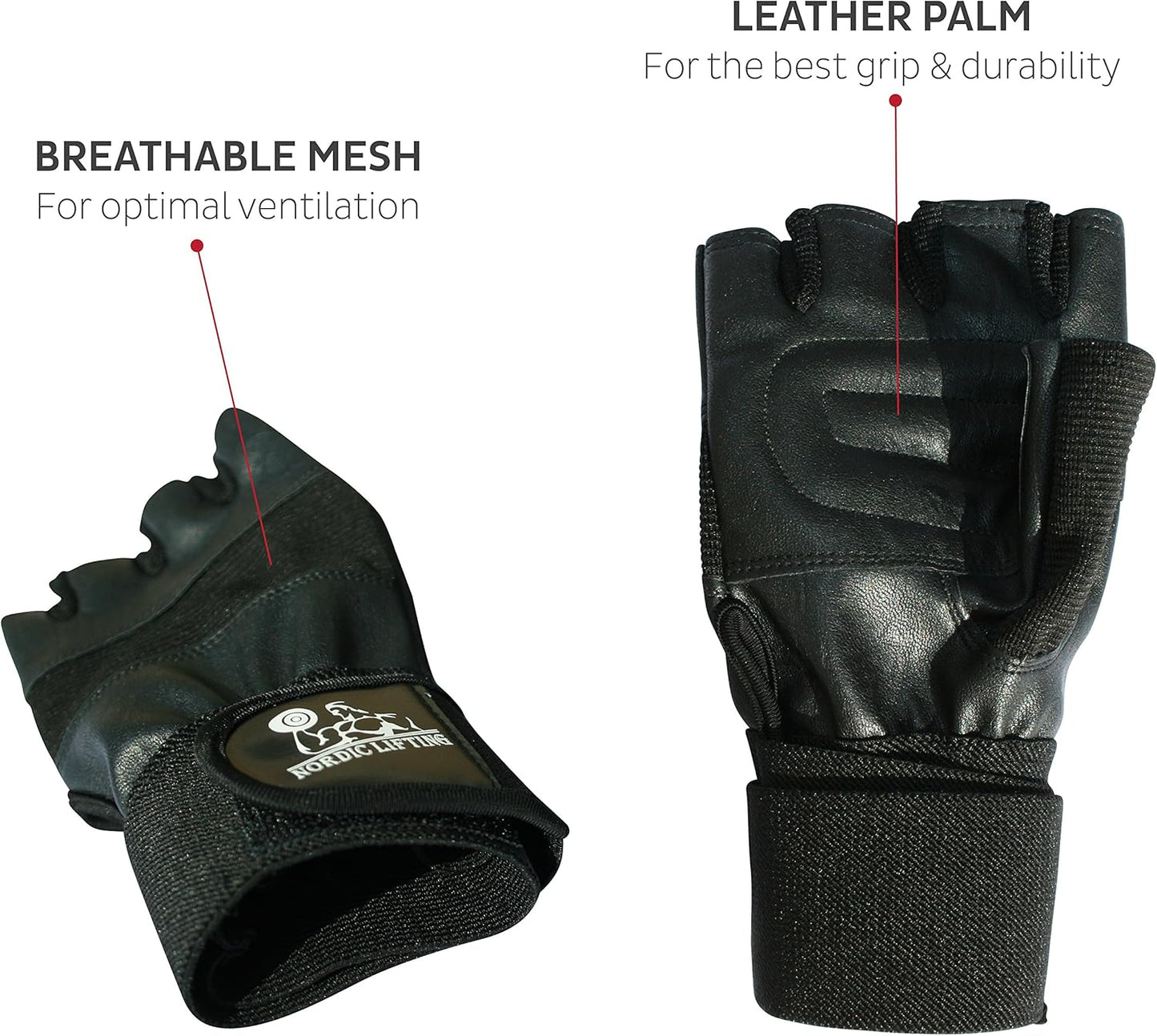 Weight Lifting Gloves with 12" Wrist Wraps – Durable Workout Gloves for Men & Women, Cross Training & Powerlifting