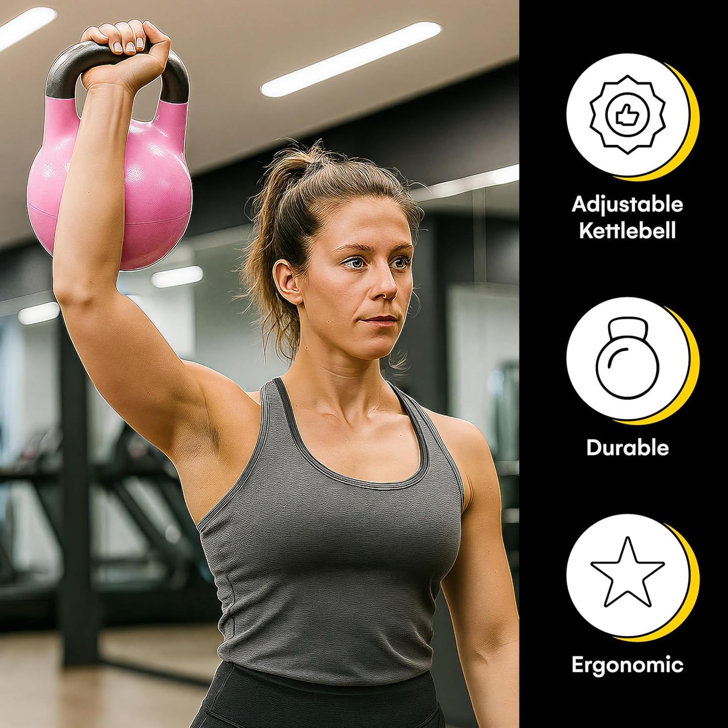 Adjustable Kettlebell Set 26-70 lb - Strength Training with Secure Lock & Durable Steel