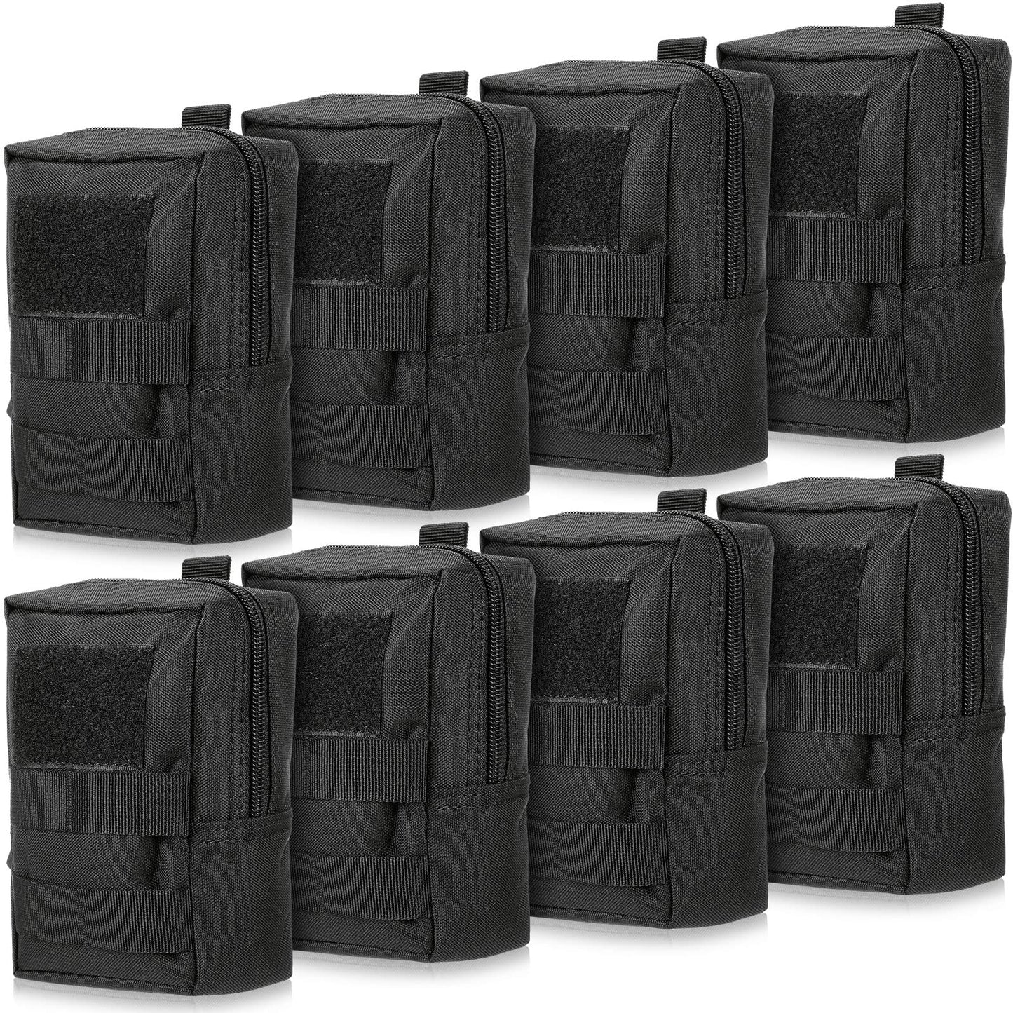 Cunno 8 Pcs Molle Pouches Tactical Molle Pouch Vest Pouch Cell Phone Belt Pouch Waterproof Waist Bag Pack Utility EDC Pouch Bag Compact Accessories Gadget Pocket Organizer (Black)