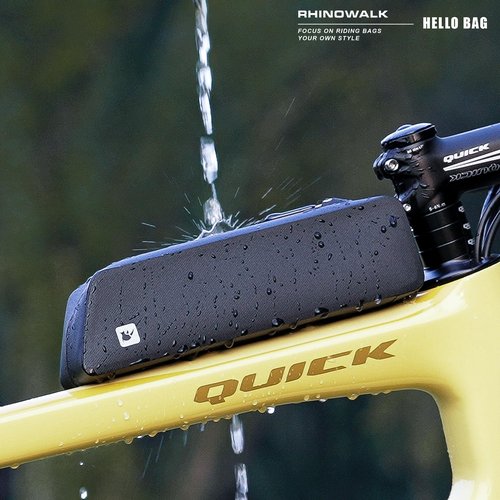 Rhinowalk Bike Top Tube Bag Bike Frame Bag with Zipper Fully Waterproof and Stable Bicycle Frame Bag Bicycle Bag Professional Cycling Accessories for Mountain Road Bike-Black
