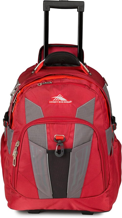 High Sierra XBT Business Rolling Backpack - Stylish Carmine & Black, One Size