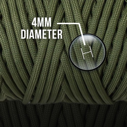 Mossy Oak Paracord Rope 750 with 11 Inner Strands | 200ft Nylon String, Tactical Survival Gear for Camping, Hunting, Fishing, Hiking, Crafting & DIY | Durable & Lightweight, 4mm Parachute Cord (Olive)
