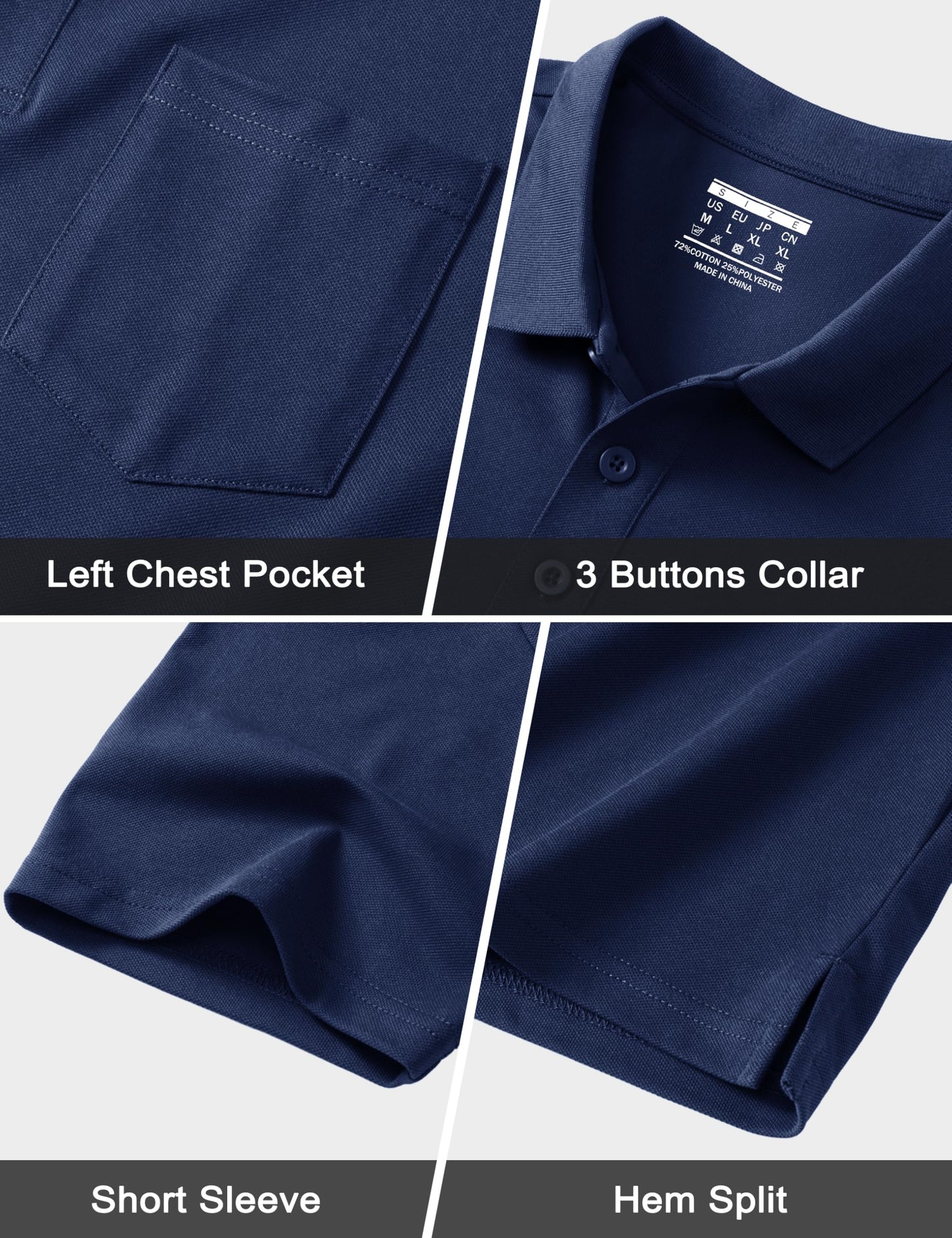MAGCOMSEN Men's Polo Shirts Cotton Pique Short Sleeve Golf Shirts Polo Summer Work Shirts Casual T Shirts Cooling Shirts