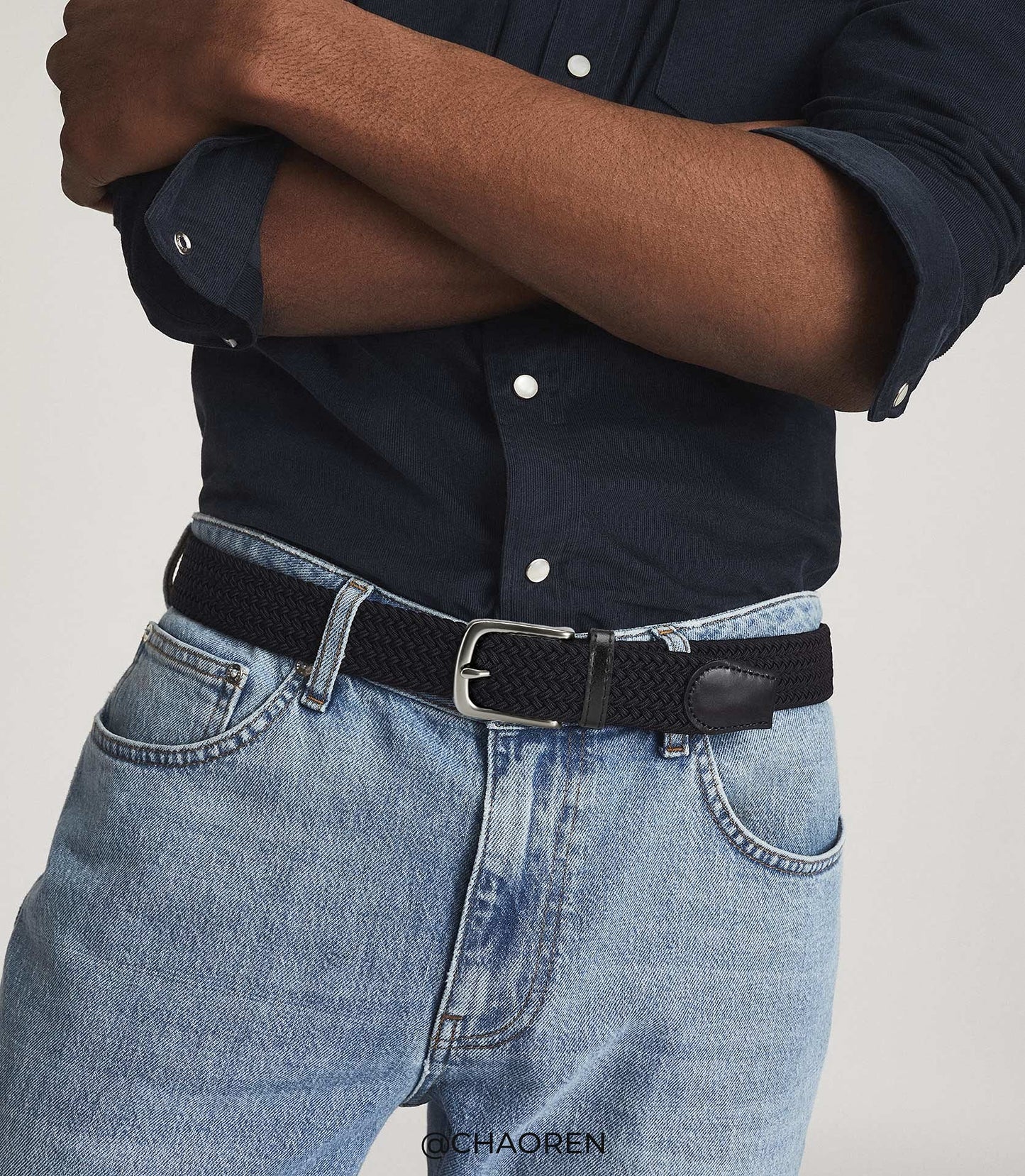 CHAOREN Stretch Mens Belt - Braided Elastic Golf Belt for Men 1 3/8"- Fits Casual Jeans & Shorts