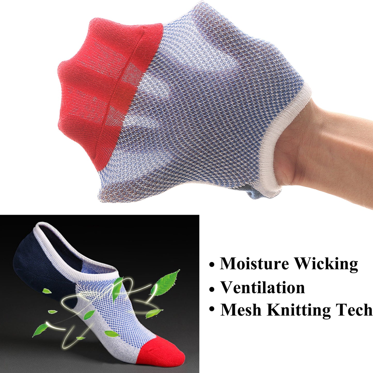 Mottee&Zconia No Show Socks for Mens Low Cut Ankle Invisible Non-Slip Casual Sports Athletic Cotton Socks 6Pairs Size L
