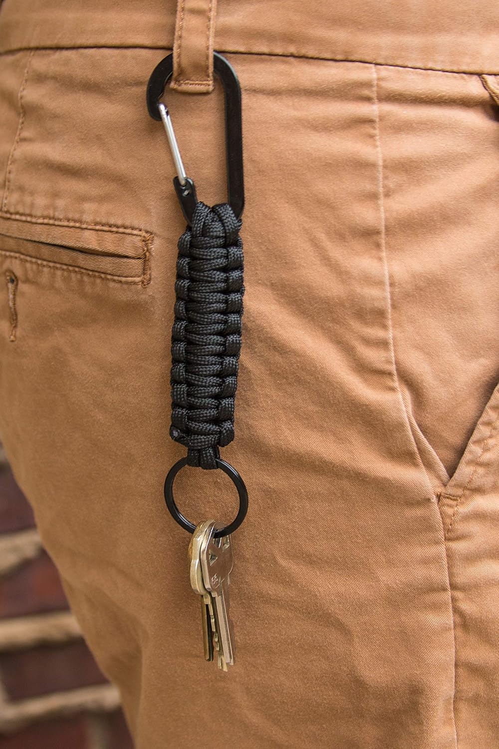 Paracord Lanyard Keychain with Carabiner Hook and Key ring