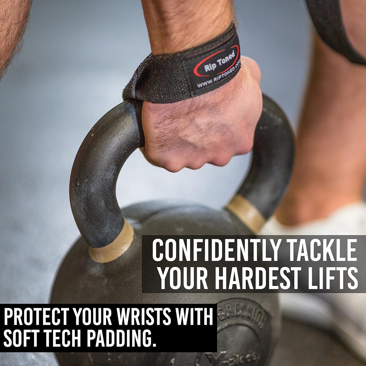 Rip Toned Performance Wrist Straps For Weightlifting - 23" Weight Lifting Straps for Men, Women (Padded) - Cotton Gym Wrist Wraps for Deadlift, Strength Training, Powerlifting, Bodybuilding