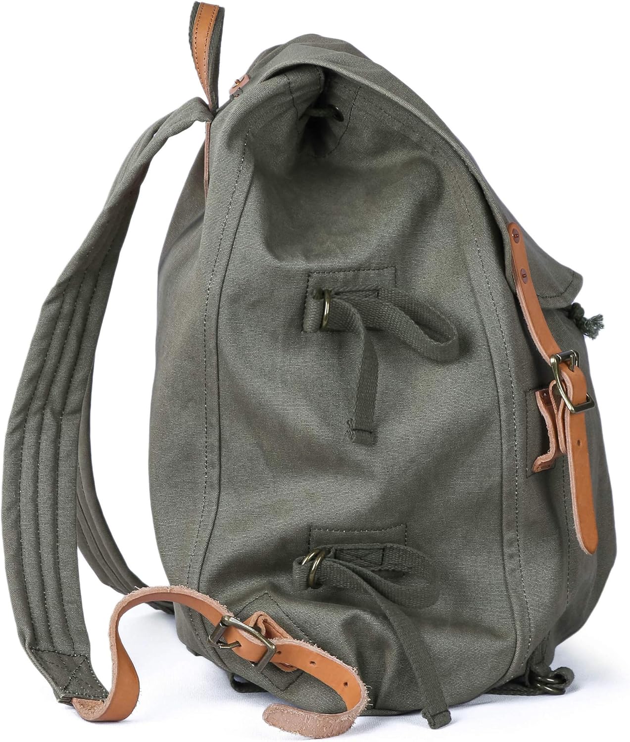 Gootium Canvas Backpack - Vintage Military Rucksack Travel Dayack, Green