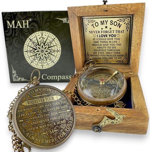 to My Son – Never Forget That I Love You, Brass Compass, Gift for Son from Mom and Dad, Graduation, Baptism, Confirmation, Communion, Sentimental Keepsake, Birthday Gift, Back to School, Faith Gift